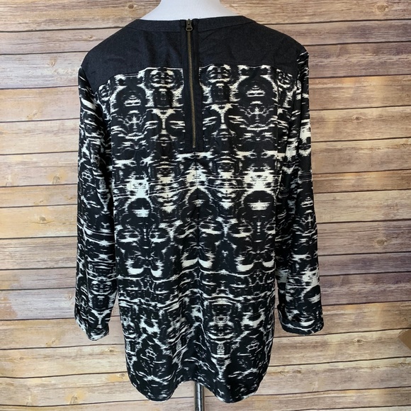 J. Crew Black White Blurred Ikat Top Blouse - Picture 3 of 8
